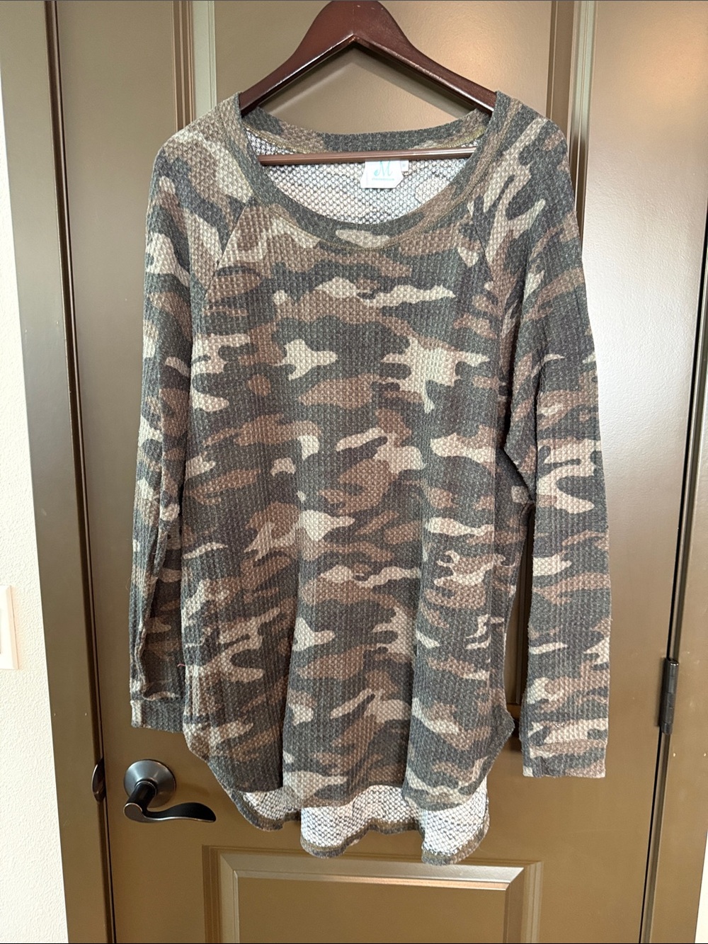 Camo Waffle Knit Short-Sleeve Tee - Olive/Brown Camo